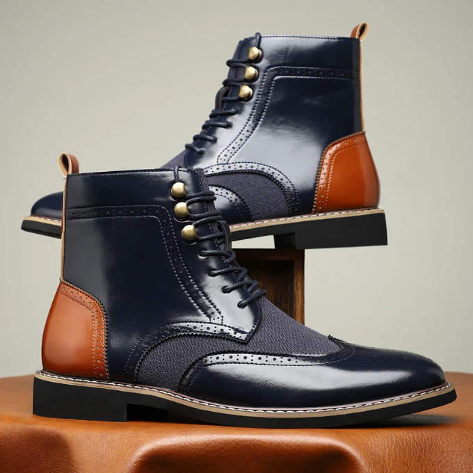 Men’s Leather Brogue Boots – Smart Casual Style