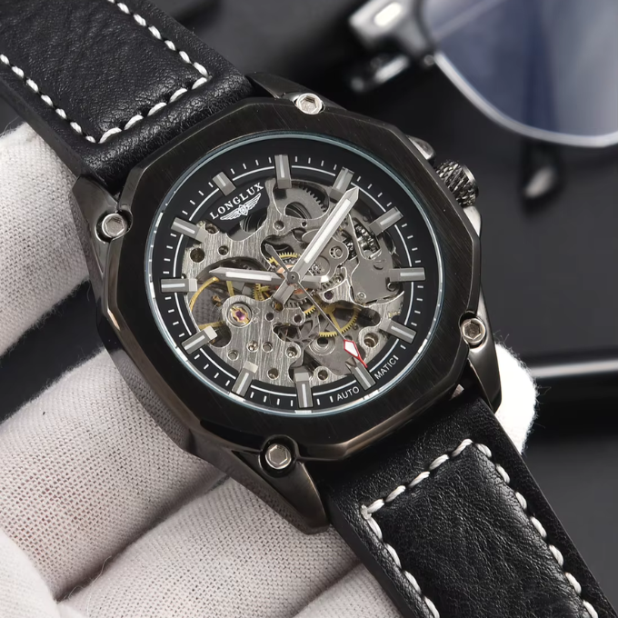 Men's Skeleton Leather Watch – Beck Atlas