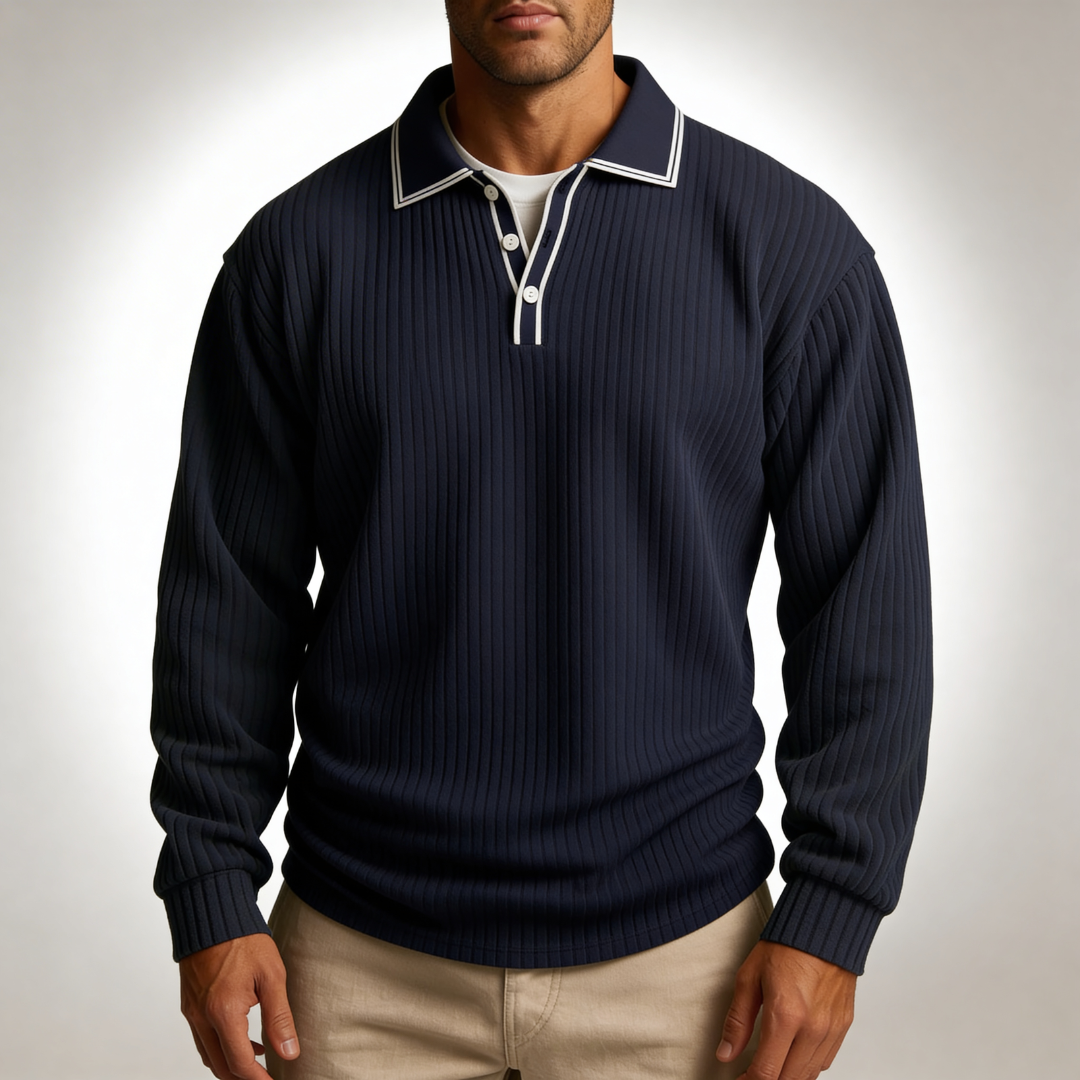 Men's Long Sleeve Polo Shirt – Lightweight & Breathable