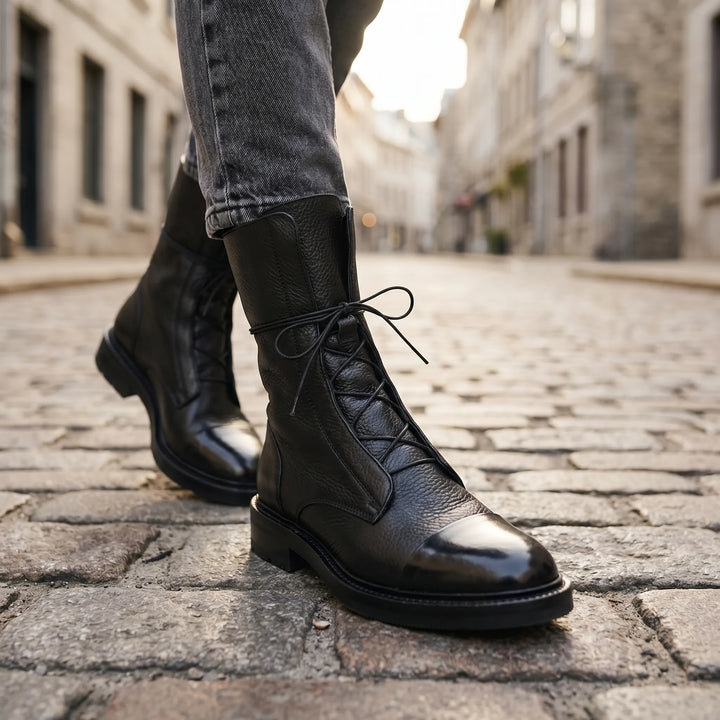Women's Lace Up Leather Ankle Boots