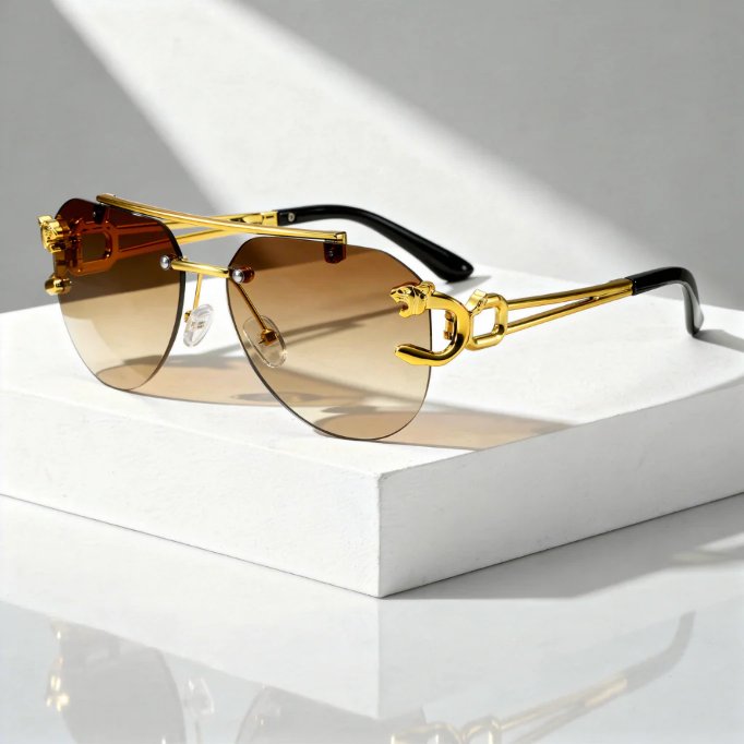 Men's Aviator Sunglasses – Gold Rimless UV400