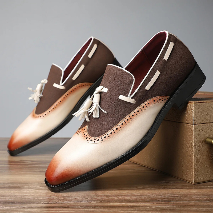 Men's Leather Tassel Loafers Slip-On Shoes