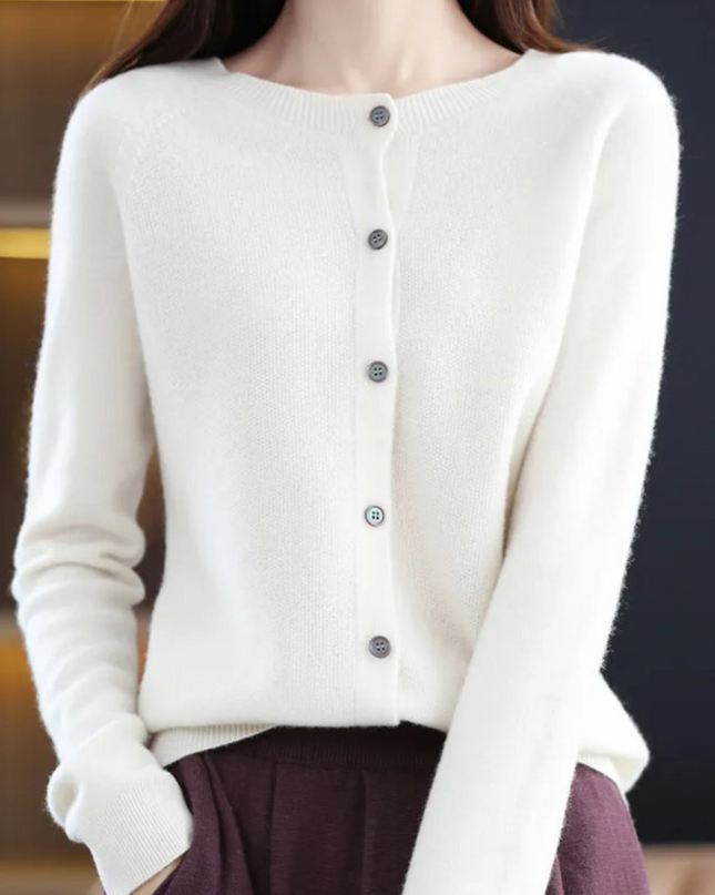 Cashmere-Blend O-Neck Cardigan Sweater
