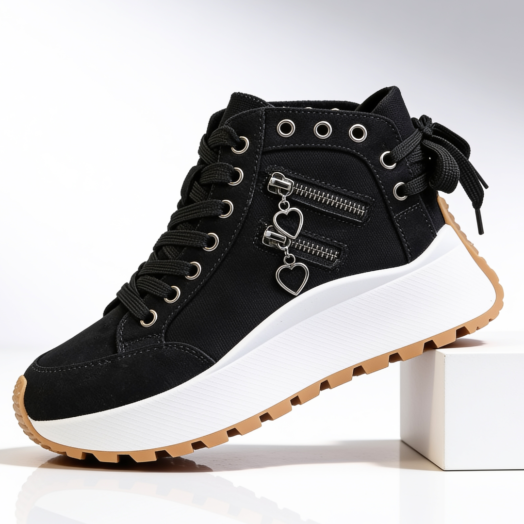 Women's Sweetheart Platform Sneakers Casual Lace Up Shoes