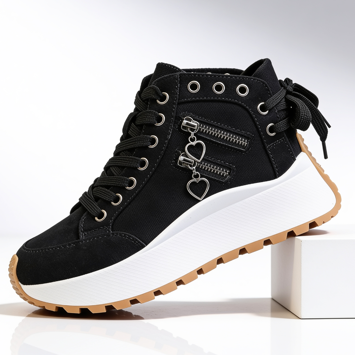 Women's Sweetheart Platform Sneakers Casual Lace Up Shoes