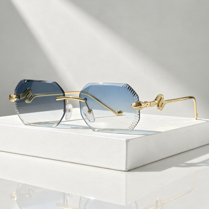 Women`s Rimless Sunglasses with UV400 Protection