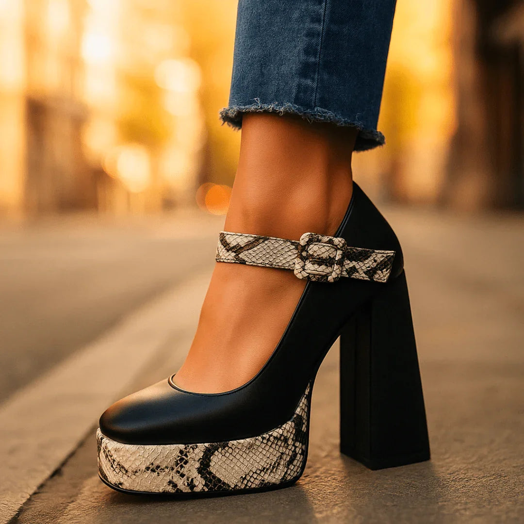 Women's Snakeskin Platform Heels – Orthopedic Arch Support