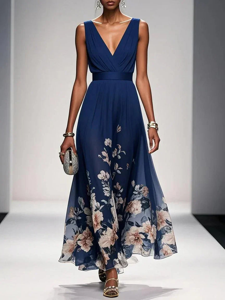 Hightouch | Drop Waist Floral Maxi Wedding Guest Dress