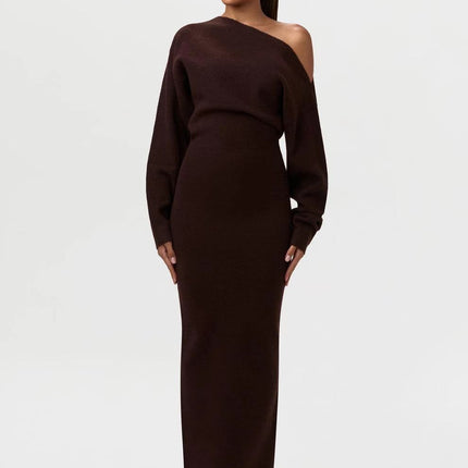 Off‑Shoulder Knitted Bodycon Dress