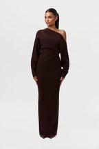 Off‑Shoulder Knitted Bodycon Dress-HighTouch