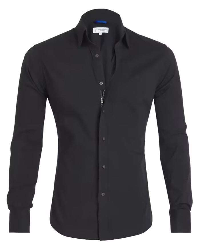 Men’s Slim Fit Long Sleeve Shirt – Comfortable Stretch Cotton-HighTouch