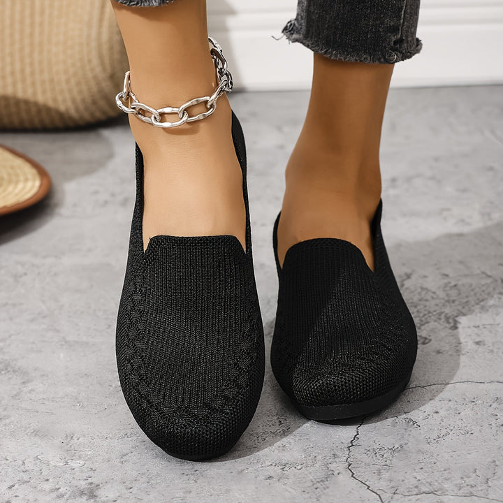 Women's Knitted Loafers Slip On Walking Shoes