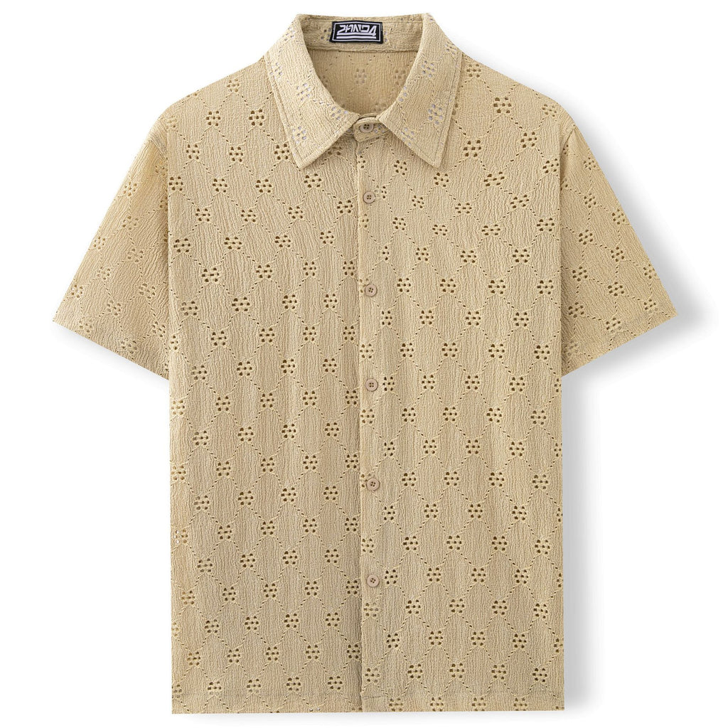 Hollow Jacquard Summer Casual Short Sleeve-HighTouch