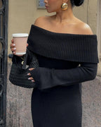 Off-Shoulder Knitted Skirt UK-HighTouch
