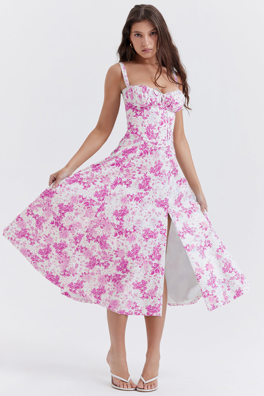 Seaside Vacation Sling Back Cross Tied Slim Fit Overknee Dress-HighTouch
