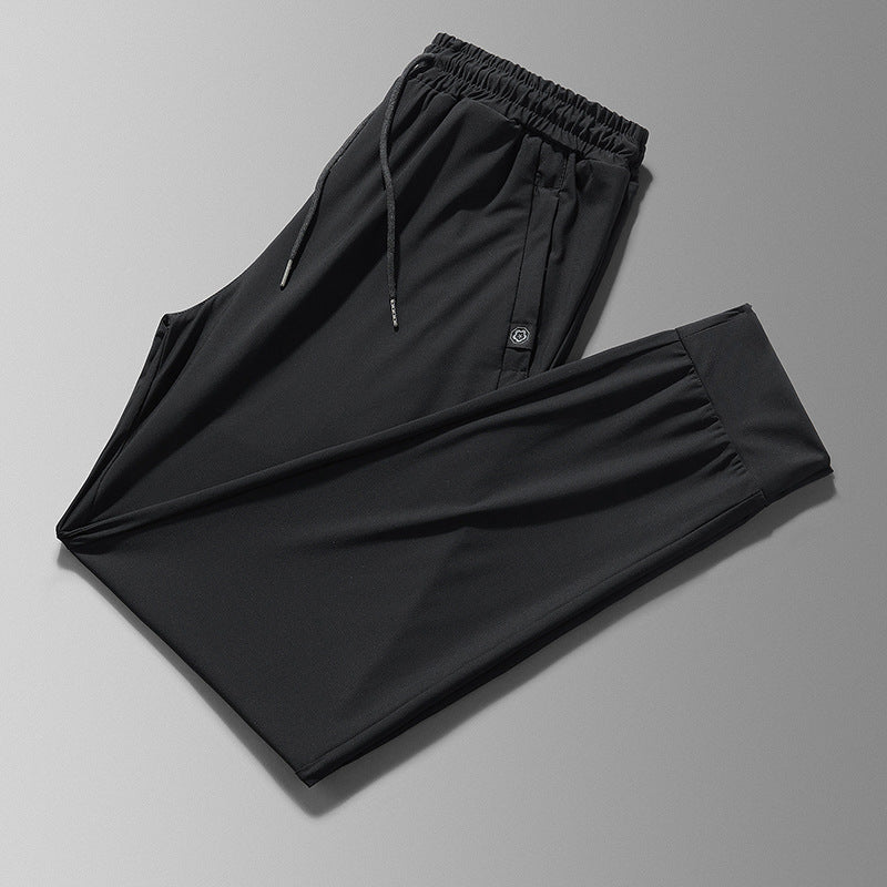 Men's Ice Silk Leggings – Casual Long Pants with Solid Color Design-HighTouch