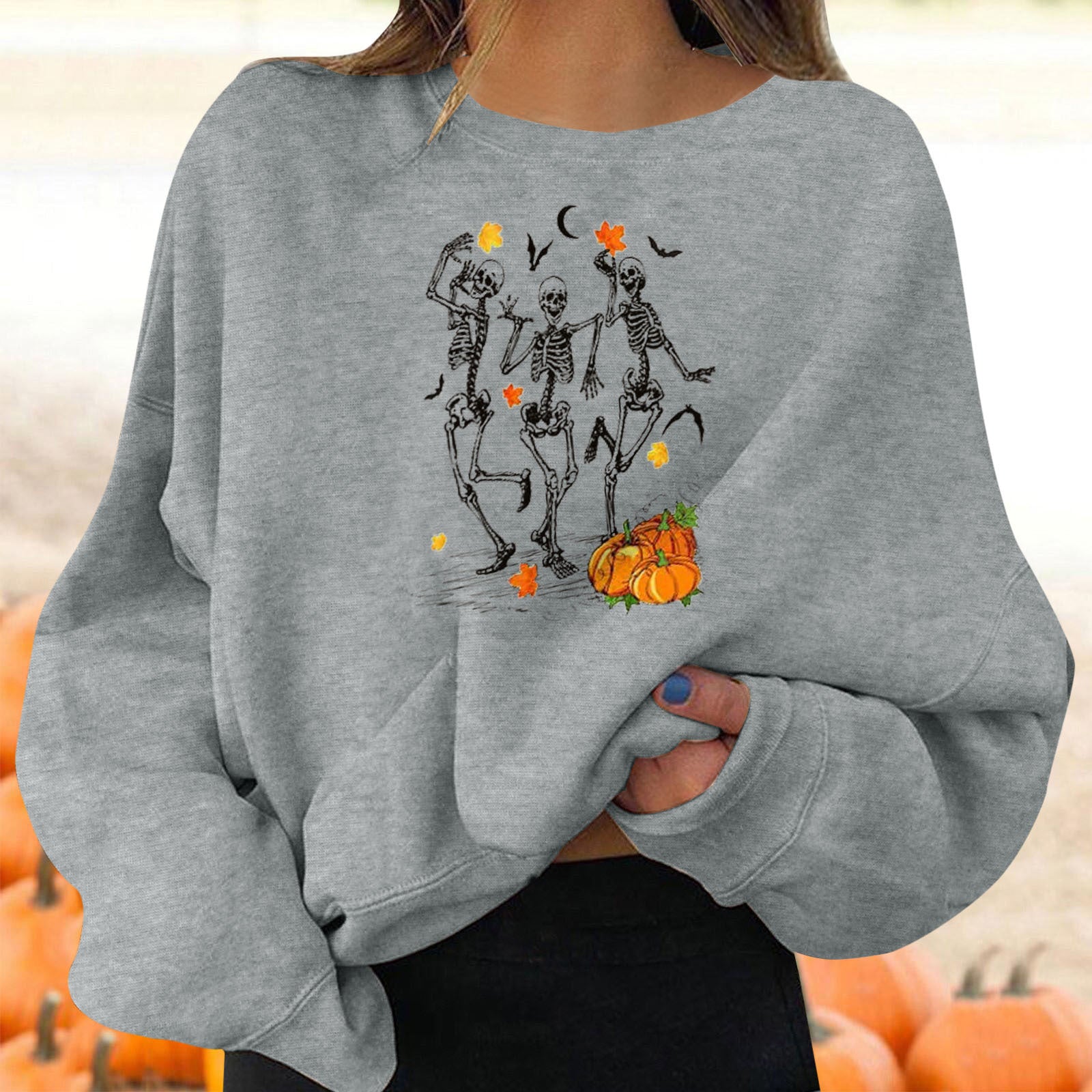 Women’s Halloween Graphic Crew Neck Sweatshirt-HighTouch