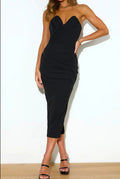 Women's Sleeveless Slit Solid Color Dress-HighTouch