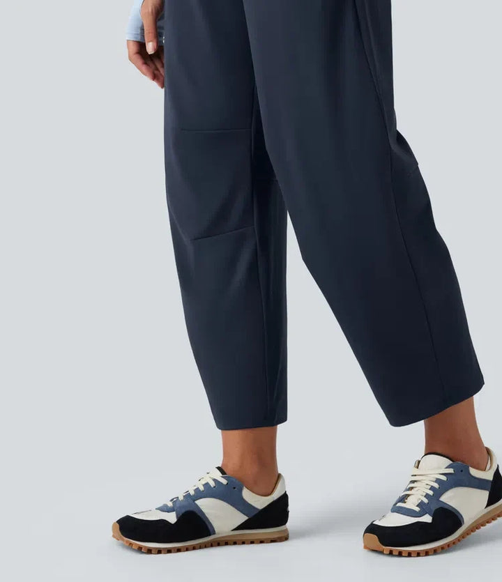 Barrel Leg Pants Women High Waisted Dance Pants with Pockets