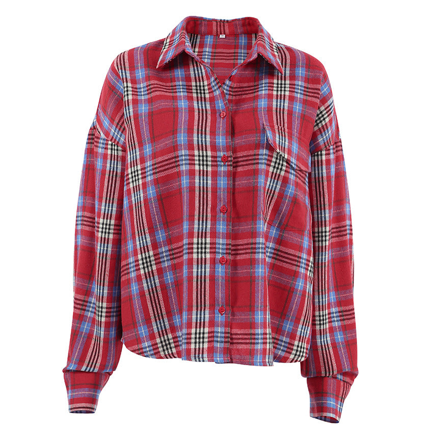 Women’s Plaid Cardigan Jacket – Street Fashion Style-HighTouch