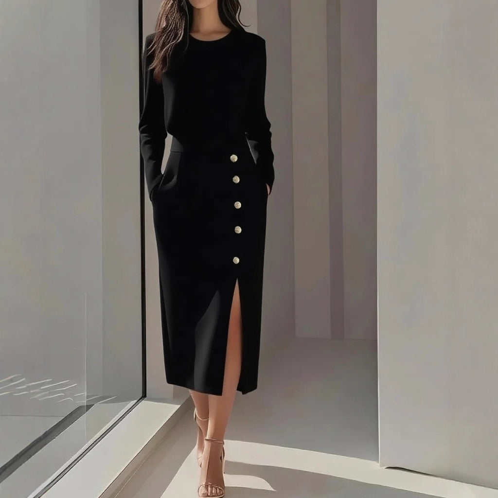 Women’s Dress | Sleeveless Side Button Midi-HighTouch