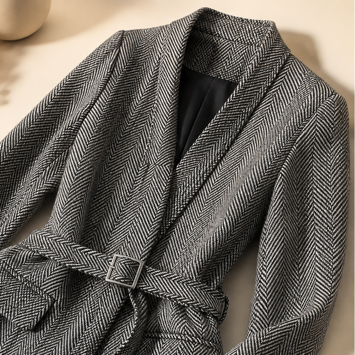 Women's Belted Jacket | Wool Blend Herringbone