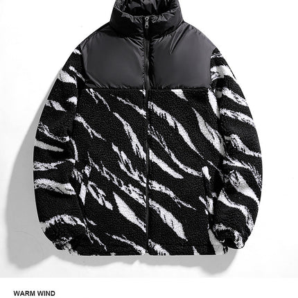 Autumn Men's Fleece Fashion Brand Contrast Color Baggy Coat