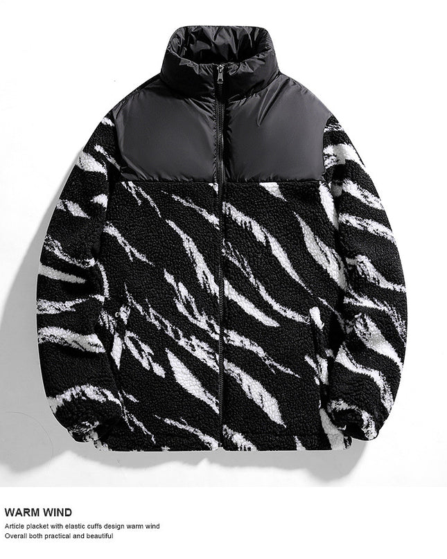 Autumn Men's Fleece Fashion Brand Contrast Color Baggy Coat