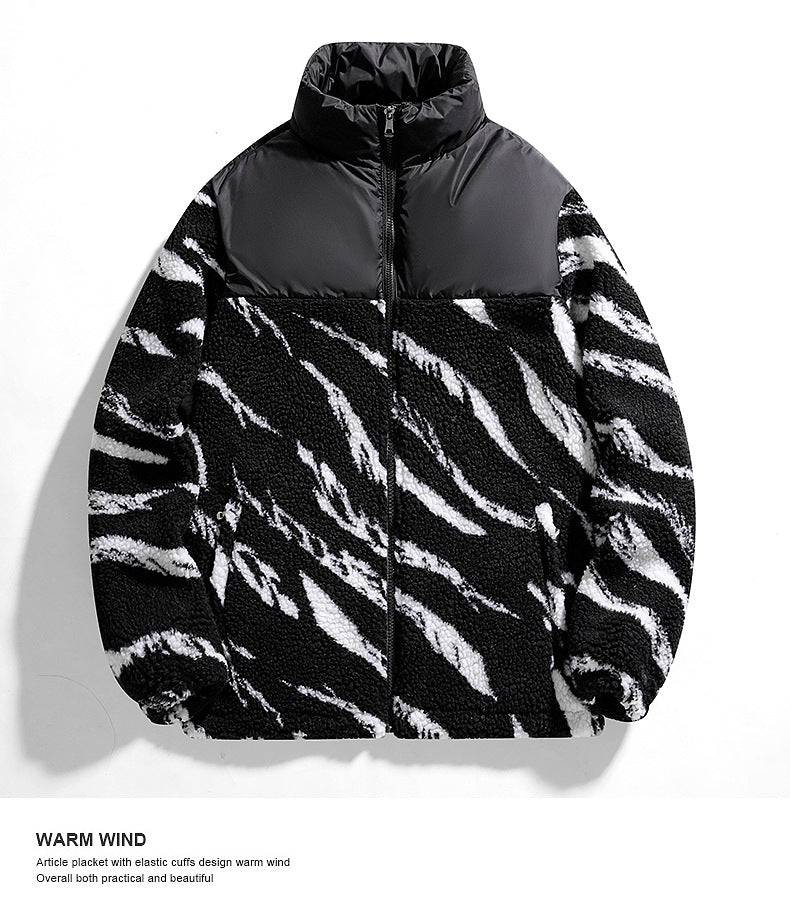 Autumn Men's Fleece Fashion Brand Contrast Color Baggy Coat-HighTouch