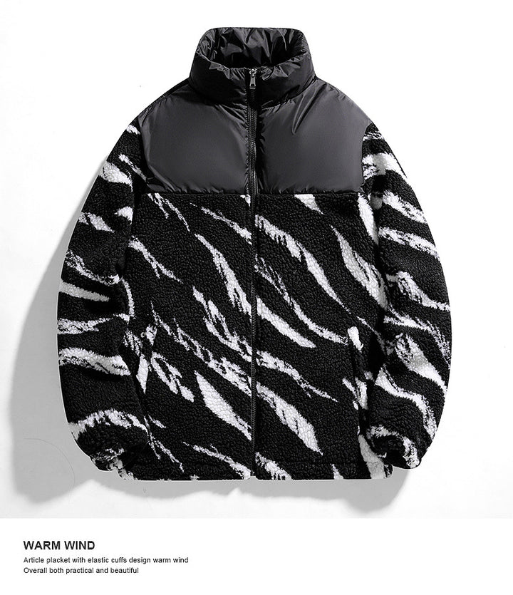 Autumn Men's Fleece Fashion Brand Contrast Color Baggy Coat-HighTouch