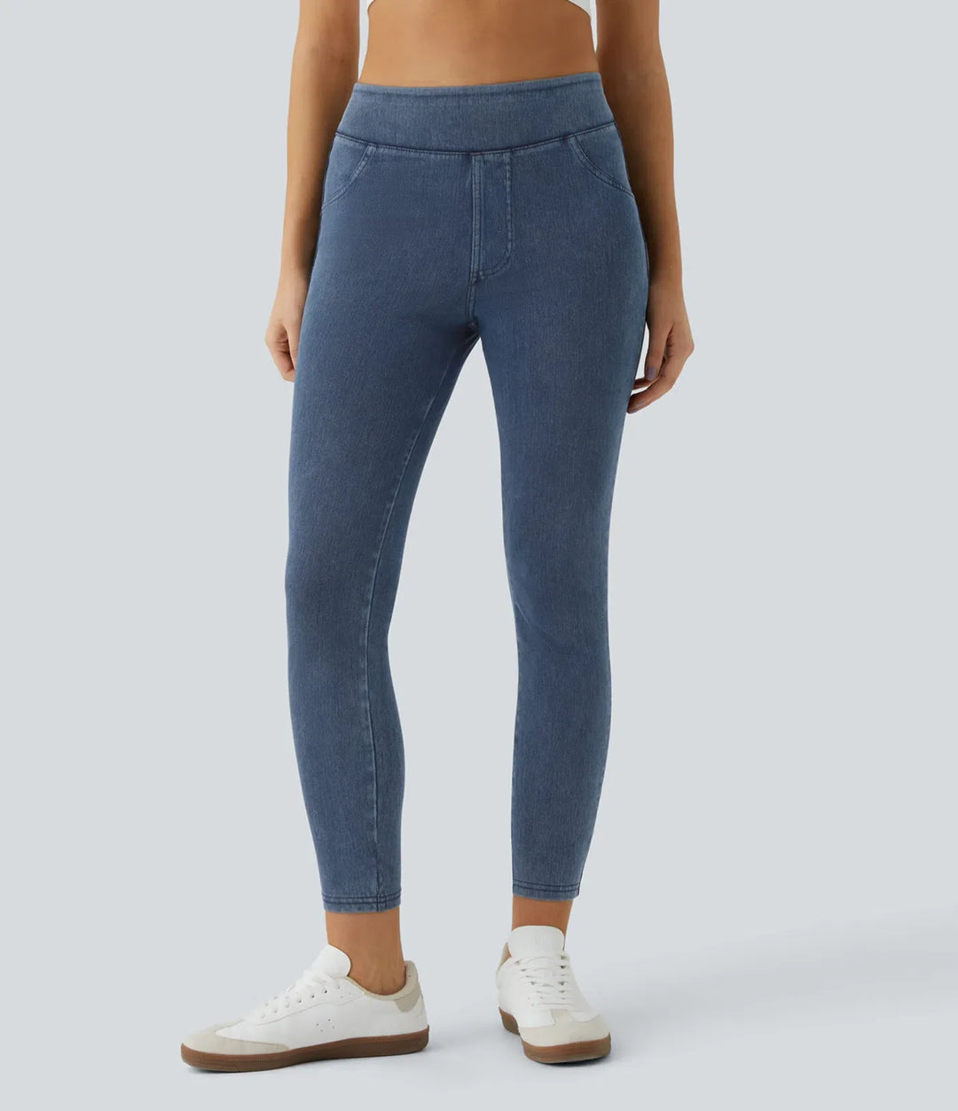 Denim Leggings Women High Waisted Jeggings with Pockets