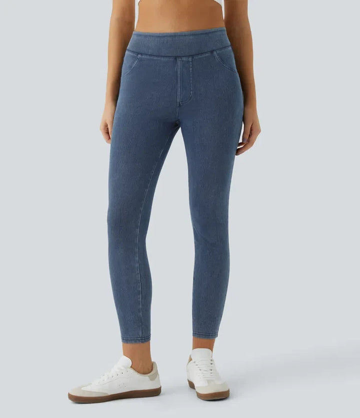 Denim Leggings Women High Waisted Jeggings with Pockets