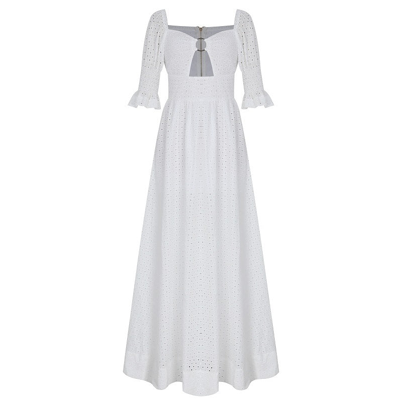Women's Cotton Linen Short Sleeve Dress-HighTouch