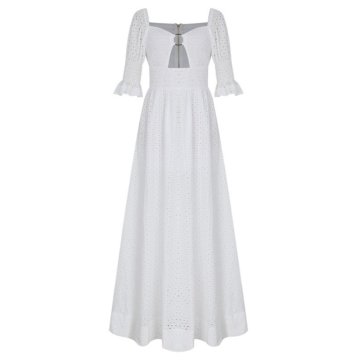 Women's Cotton Linen Short Sleeve Dress-HighTouch
