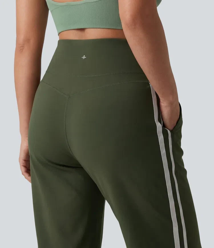 Plus Size Yoga Pants Women Tummy Control Baggy Stripe Pants