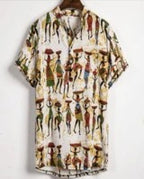 Slim shirt men contrast color printing shirt men-HighTouch