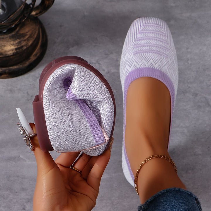 Women's Woven Flats - Breathable Slip On Casual Loafer Shoes