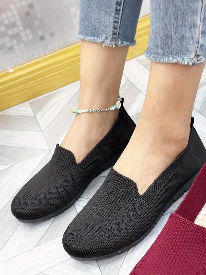 Women's Knitted Loafers Slip On Walking Shoes
