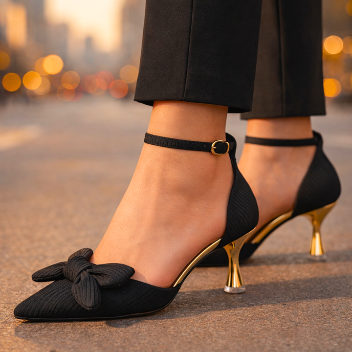 Women's Bow Heels – Elegant Pointed Toe Pumps