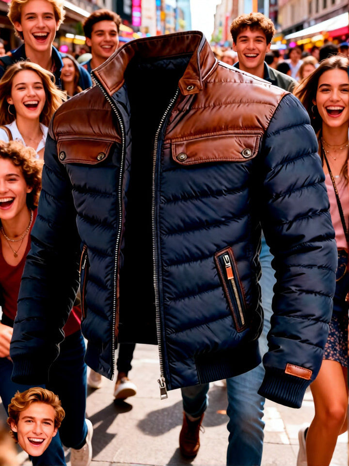 Color-block Cotton Jacket With A Zipper-HighTouch