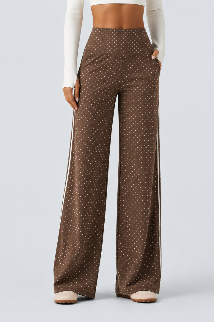 Yoga Pants Women High Waisted Polka Dot Wide Leg Tummy Control