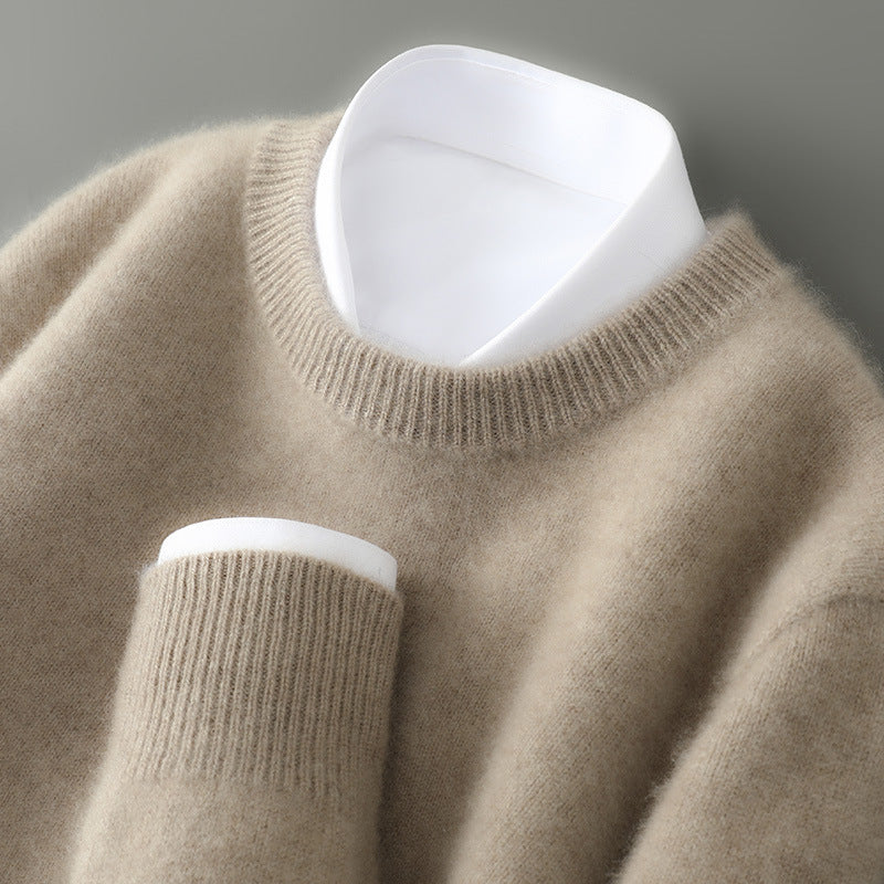 Men’s Thickened Half-High Collar Pullover – Loose Knit Sweatshirt