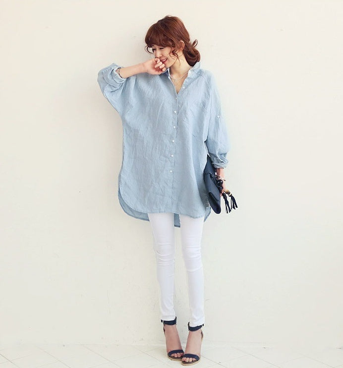 Cotton & Linen Dress Shirt | Long Sleeve Cotton Blend-HighTouch