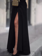 Solid Color Slit Maxi Skirt-HighTouch