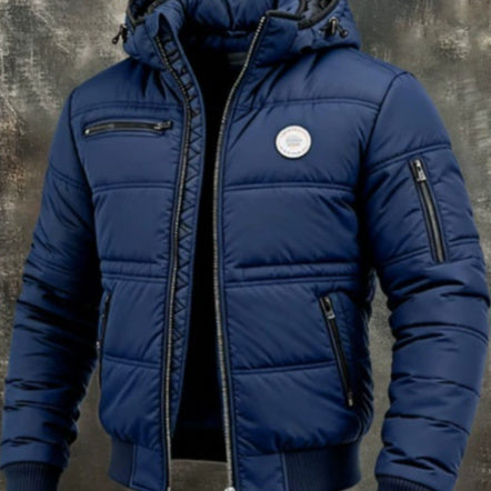 Mens Solid-Color Casual Cotton Padded Jacket-HighTouch