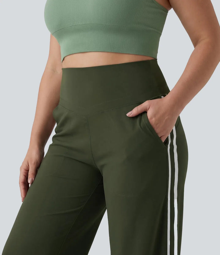 Plus Size Yoga Pants Women Tummy Control Baggy Stripe Pants