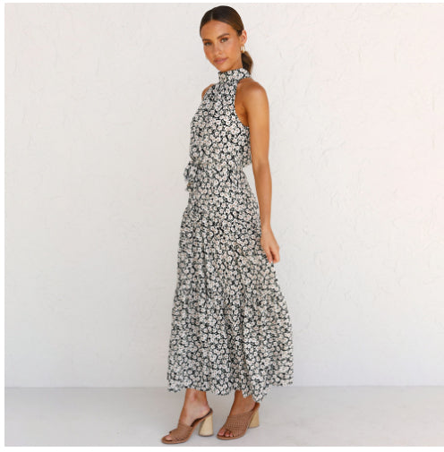 Women's Printed Maxi Lace Dress – Romantic Long Dress-HighTouch