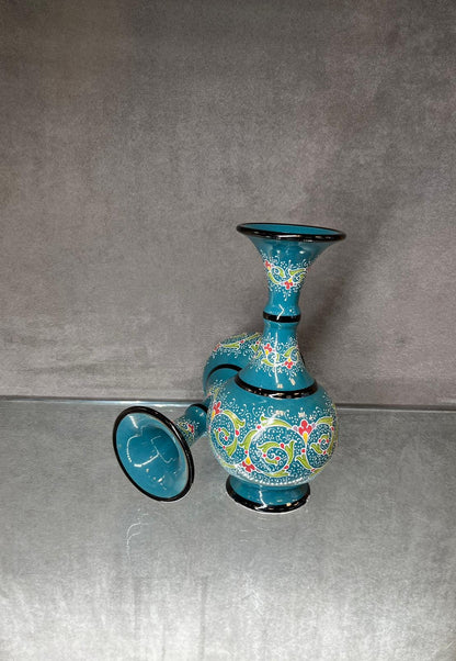 Glazed Blue Fluted Vase