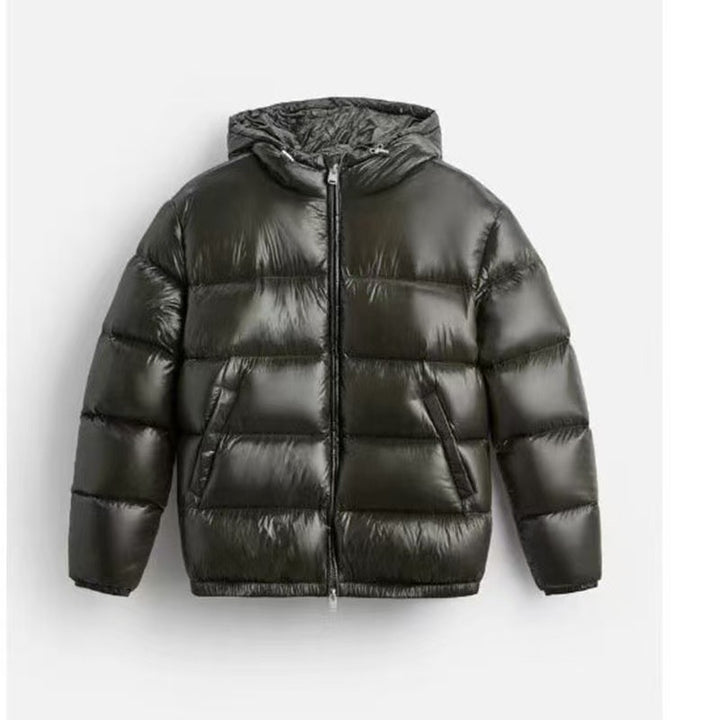 Men’s Black Hooded Cotton Jacket-HighTouch