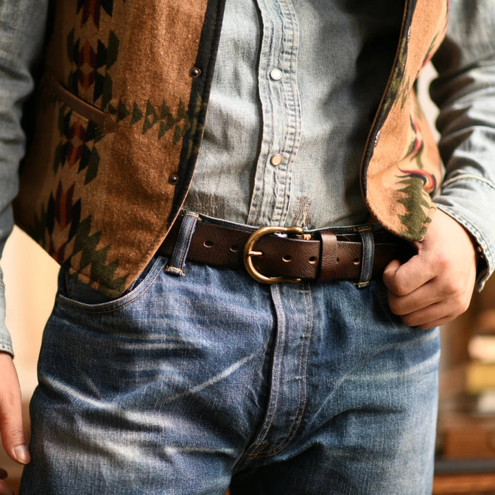 Men's 100% Cowhide Leather Belt | Durable Buckle